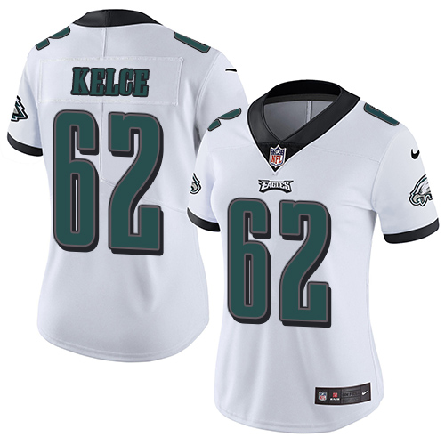 Nike Eagles #62 Jason Kelce White Women's Stitched NFL Vapor Untouchable Limited Jersey